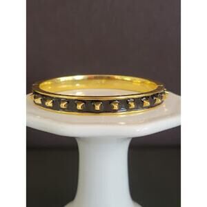 J. Crew Hinged‎ Bangle Black Enamel Gold Plated with Small Spikes